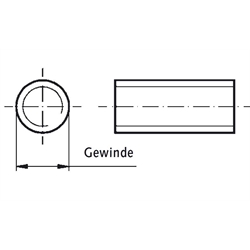 Trapezgewindespindel DIN 103 Tr.20 x 4 x 1500mm lang eingängig rechts Material 1.4305 gerollt , Technische Zeichnung