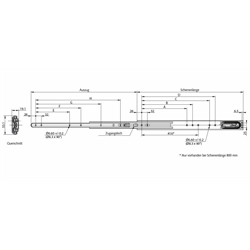 Auszugschienensatz DZ 5321 EC Schienenlänge 600mm hell verzinkt, Technische Zeichnung