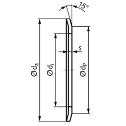 Bordscheibe Stärke 1,5mm Ø 140 x 134,5 x 123mm rostfreier Stahl, Technische Zeichnung