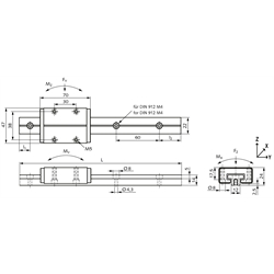 Schiene für Linearführung DFG 115 Material Aluminium Länge ca. 1000mm, Technische Zeichnung