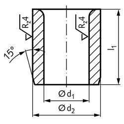 Zylindrische Bohrbuchse ähnlich DIN 179 - A 4,9 x 16, Technische Zeichnung