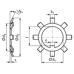 Sicherungsblech DIN 5406 Typ MB 0 Innendurchmesser 10mm, Technische Zeichnung
