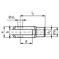 Gabelkopf DIN 71752 Größe 8 x 32 Linksgewinde Edelstahl 1.4301, Technische Zeichnung
