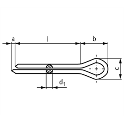 Splint DIN EN ISO 1234 (ex DIN 94) 2,5 x 20 Edelstahl A2, Technische Zeichnung