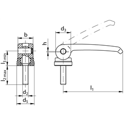 Exzenterspanner 927 Form B M8x50 , Technische Zeichnung