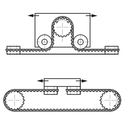 PU-Zahnriemen Profil AT10 Breite 32mm Meterware 32 AT10 (Polyurethan mit Stahl-Zugsträngen gepackt 2 x 16mm), Technische Zeichnung