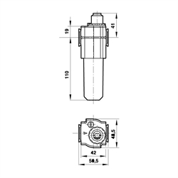 Mikronebel-Öler Anschluss G1/4 , Technische Zeichnung