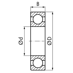MÄDLER Rillenkugellager einreihig Innen-Ø 17mm Außen-Ø 35mm Breite 10mm mit beidseitigen Deckscheiben lagerluft C3, Technische Zeichnung