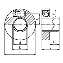 Spannbuchse E-N Bohrung 45mm , Technische Zeichnung