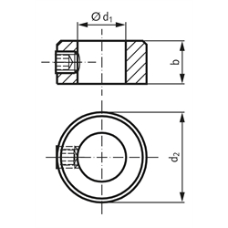 Stellring DIN 705 A Bohrung 24mm Oberfläche brüniert Gewindestift mit Innensechskant nach DIN EN ISO 4027 (alte DIN 914), Technische Zeichnung