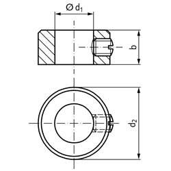 Stellring DIN 705 A Bohrung 30mm Oberfläche blank Gewindestift mit Schlitz nach DIN EN 27434 (alte DIN 553), Technische Zeichnung