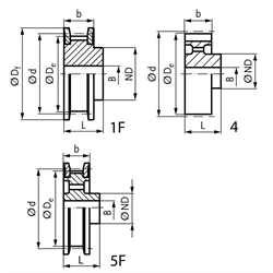 Normzahnriemenrad aus Stahl Teilung H 26 Zähne für Riemenbreite 075 , Technische Zeichnung