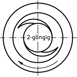 Trapezgewindespindel DIN 103 Tr.24 x 10P5 x 1000mm lang zweigängig rechts Material 1.4305 gerollt , Technische Zeichnung