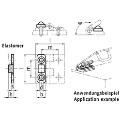 Anschläge M2374, Stahlfeinguss, für Scharniere M237, M237.1 und M337, Technische Zeichnung