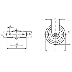 Bockrollen für Aluminium-Konstruktionsprofile, Technische Zeichnung