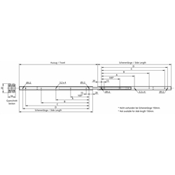 Auszugschienen DZ 2431, Breite 16 mm, bis 20 kg, Vollauszug, Technische Zeichnung
