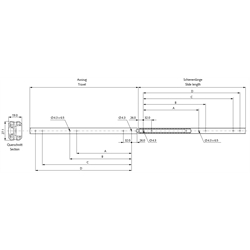 Auszugschienen DZ 2730, Breite 19,0 mm, bis 30 kg, Vollauszug, Technische Zeichnung