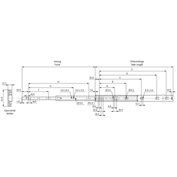 Auszugschienensatz DZ 3932 Schienenlänge 400mm hell verzinkt, Technische Zeichnung