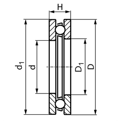 Axial-Rillenkugellager 51200 einseitig wirkend Innen-Ø 10mm Außen-Ø 26mm Höhe 11mm, Technische Zeichnung