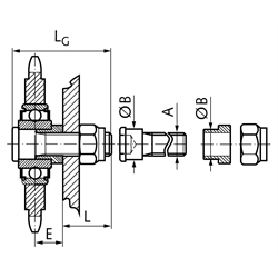 Befestigungsschraube M12 für Kettenspannräder 14000000, 140001xx, 14000200, 140003xx, 140005xx, 140006xx und 140007xx, Technische Zeichnung