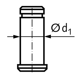 Bolzenset mit Sicherung KL ø14mm; für Gabelköpfe Größe 14x28 und 14x56, Technische Zeichnung