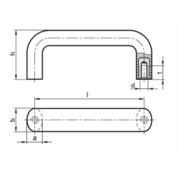 Bügelgriff 725 Länge 117mm Material PA HT , Technische Zeichnung