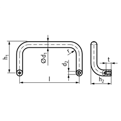 Bügelgriff 426.1 Länge 350mm Material Aluminium kunststoffbeschichtet , Technische Zeichnung