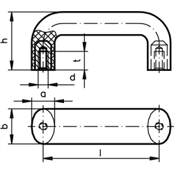 Bügelgriff 525 Länge 117 mm Material Kunststoff schwarz , Technische Zeichnung