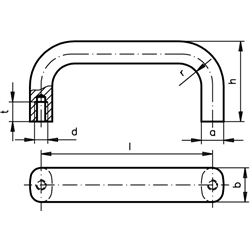 Bügelgriff 565 Länge 192mm Material Aluminium , Technische Zeichnung