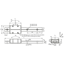 Schiene für Linearführung DFG 115 Material Aluminium Länge ca. 2000mm, Technische Zeichnung