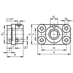 Flanschlager DIN 503 Form A mit Rotgussbuchse Bohrung 70mm D10, Technische Zeichnung