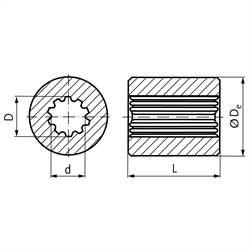 Zahnwellennabe DIN 5480 20 x 1,25 x 14 Länge 40mm Material 16MnCr5, Technische Zeichnung