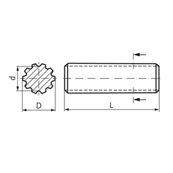 Zahnwelle DIN 5480 38 x 1,25 x 29 Länge 500mm Material C45 gefräste Ausführung, Technische Zeichnung