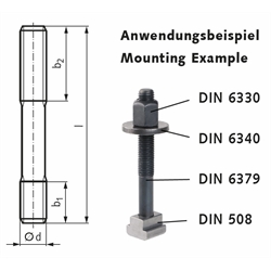 Stiftschraube DIN 6379 Güte 8.8 M24 x 125mm, Technische Zeichnung