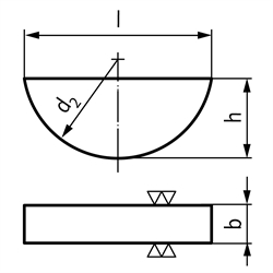 Scheibenfeder DIN 6888 Material C45+C Breite 3mm x Höhe 5mm, Technische Zeichnung