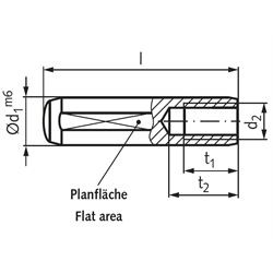 Zylinderstift DIN 7979 Stahl gehärtet Durchmesser 14m6 Länge 120mm mit Innengewinde M8, Technische Zeichnung