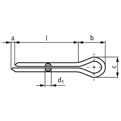 Splint DIN EN ISO 1234 (ex DIN 94) 2 x 16 Edelstahl A2, Technische Zeichnung