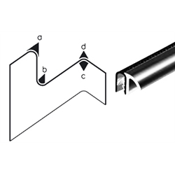 Kantenschutzprofil PVC/EPDM Klemmbereich 1,0 - 4,0 mm Gesamthöhe 16mm Gesamtbreite 20,5mm, Produktphoto