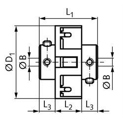 Drehstarre Kupplung HU Bohrung 12mm max. Drehmoment 3,5 Nm Außendurchmesser 41,4mm , Technische Zeichnung