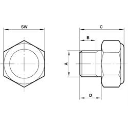 Einschraubfilter Gewinde G1A , Technische Zeichnung