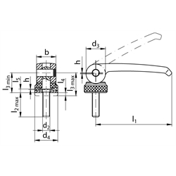 Exzenterspanner 927 Form A M8x50 , Technische Zeichnung