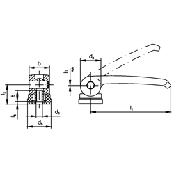 Exzenterspanner 927 Form B Innengewinde M8 , Technische Zeichnung