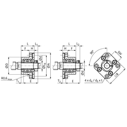 Flanschlagereinheit FK 30 Bohrung 30mm Gehäuse aus Stahl brüniert, Technische Zeichnung