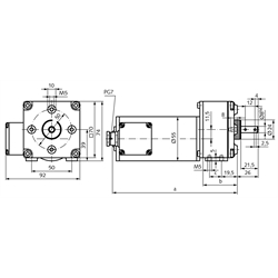 Kondensatormotor 230 V für Getriebe GE/I, Technische Zeichnung