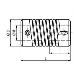 Gelenkkupplung EK Nenndrehmoment 0,5Nm vorgebohrt Gesamtlänge 35mm Aussendurchmesser 16mm , Technische Zeichnung