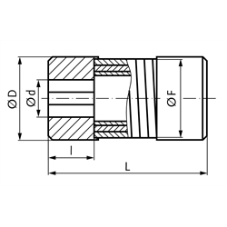 Gelenkkupplung EL Größe 35 Nenndrehmoment 220Nm kurz vorgebohrt Länge 150mm Aussendurchmesser 75mm, Technische Zeichnung