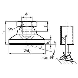 Gelenkteller 2259 D, POM / Edelstahl, Technische Zeichnung