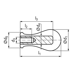 Handgriff GT Ausführung S Silikon Gewindeeinsatz M4 aus rostfreiem Stahl 1.4301, Technische Zeichnung