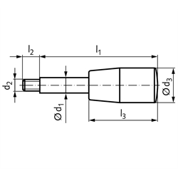 Griffstange 209 mit Zylinderknopf M12 l1 160mm Edelstahl , Technische Zeichnung