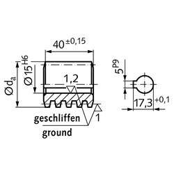 Präzisions-Schnecke einsatzgehärtet und geschliffen Achsabstand 53mm i=9,67 maßgleich A50 i=8,66 A63 i=12 A65 i=12,66 , Technische Zeichnung